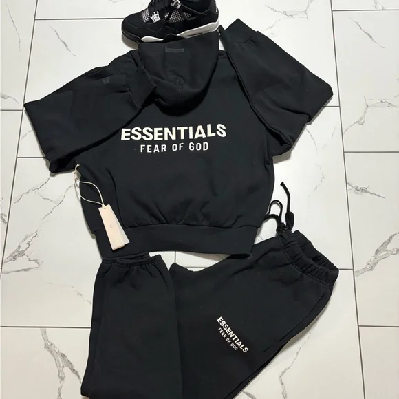 Essentials Black Hoodie and Joggers Set - Picture 2 of 4